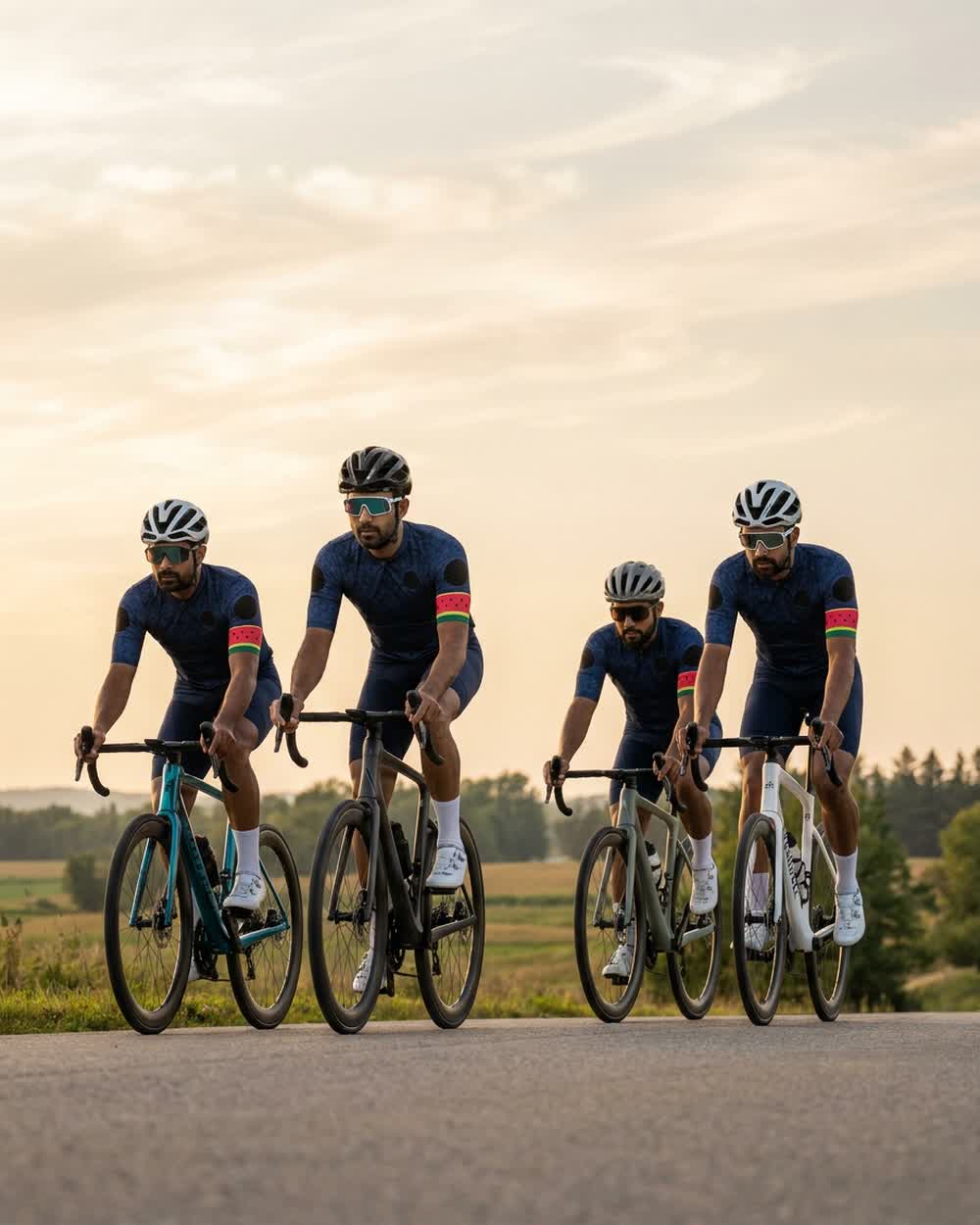 Riders on an excursion ride in open countryside